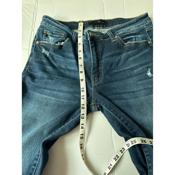 Kancan Mid Rise Ankle Skinny Jeans Size 11/29 Dark Wash Raw Hem KC8396D - Picture 7 of 11